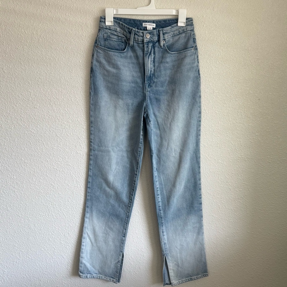 Good American‎ Womens 4/27 Good Boy Jeans High Rise Split Hem Western Rodeo Blue